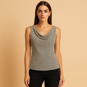 MICHAEL Michael Kors Black and White Houndstooth Tank Top